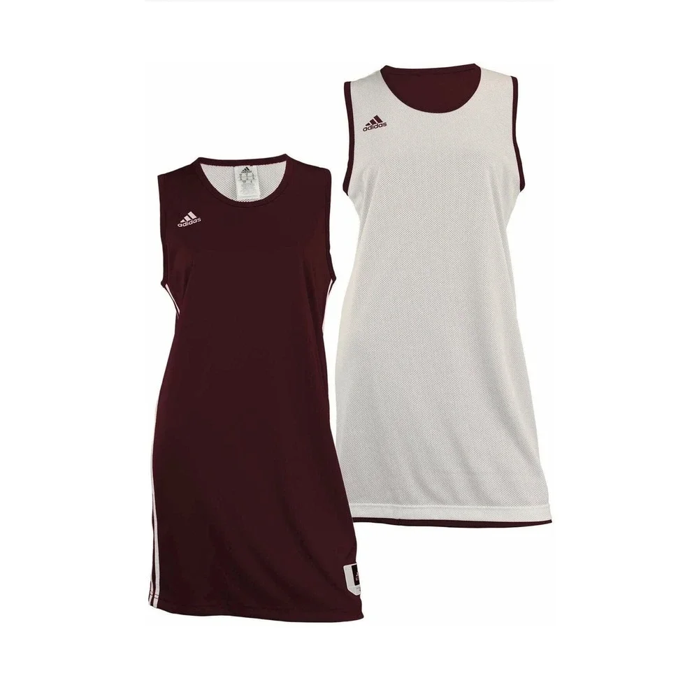 Adidas Reversible Basketball Jersey Mini Dress Maroon White Climalite Streetwear - Picture 10 of 13